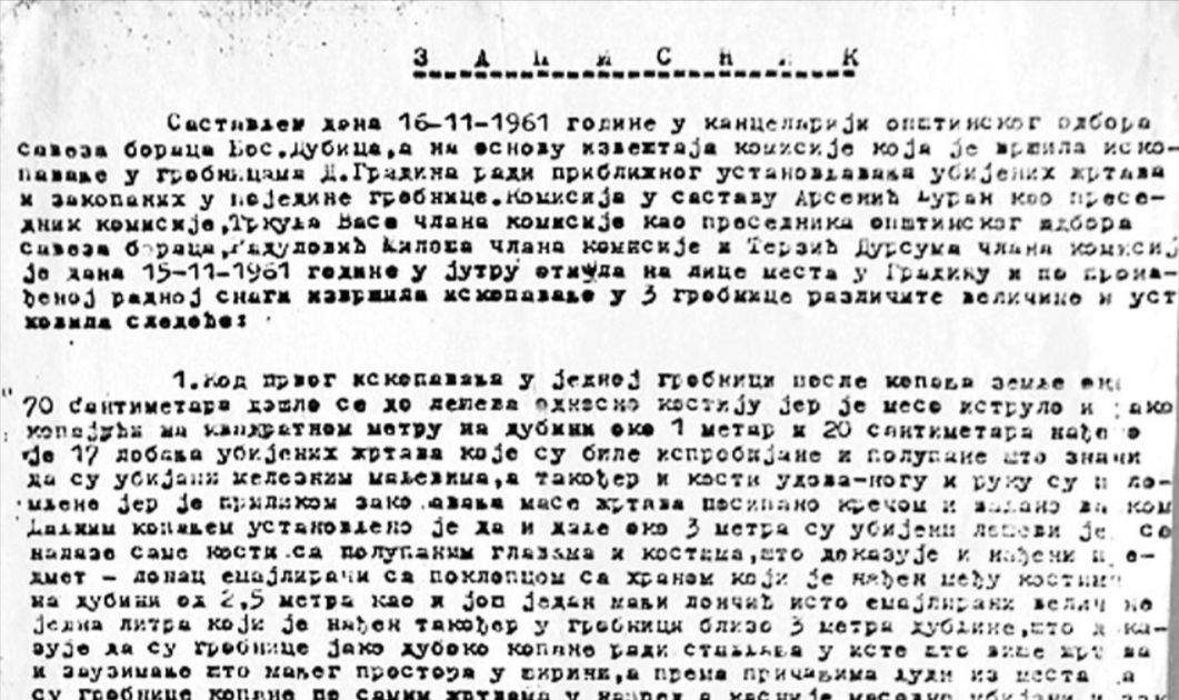 Записник општинског одбора Савеза бораца Босанске Дубице од 16. 11. 1961.